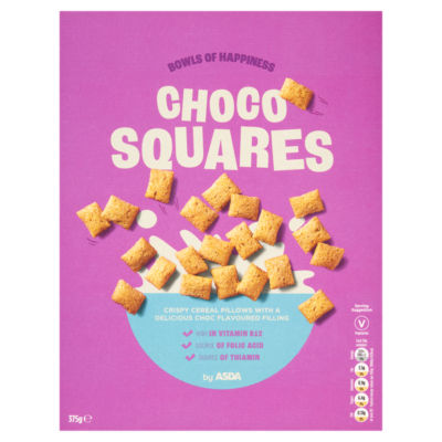 ASDA Choco Squares cereal 375g - British product