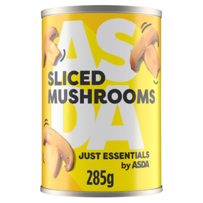 ASDA canned sliced mushrooms 285g, UK version