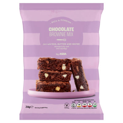 ASDA Chocolate Brownie Mix with white and dark chocolate chips 284g - British product