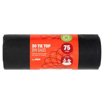 ASDA tie top bin bags 75 litres - British product