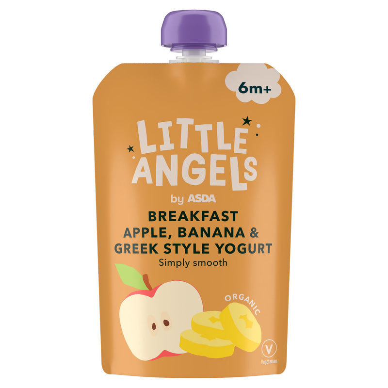 Little Angels apple banana Greek yogurt baby food pouch 100g, UK version