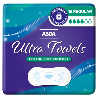 ASDA regular ultra sanitary towels 16 - British product