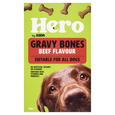 Hero by ASDA beef flavour gravy bones dog treats 800g, UK version