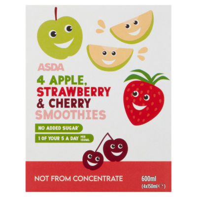 ASDA apple strawberry cherry smoothies 4 x 150ml - British product