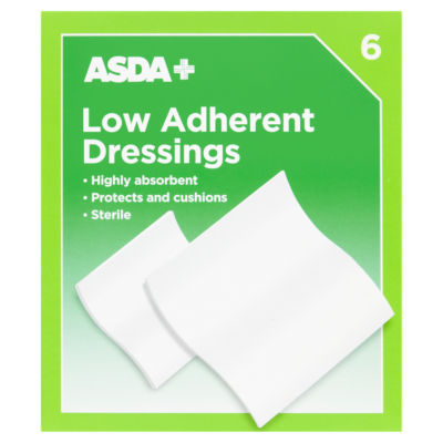 ASDA low adherent dressing pads 6 pack - British product
