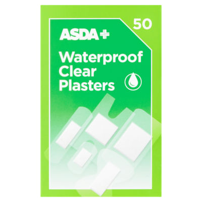 ASDA Waterproof Clear Plasters 50 plasters - British product
