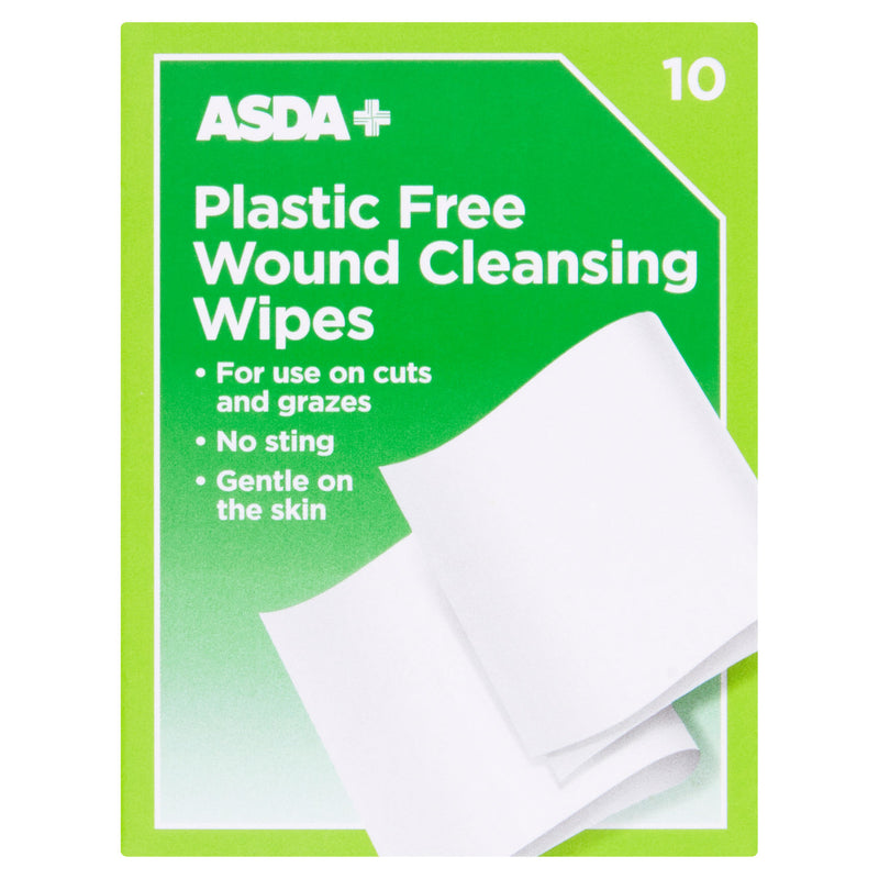 ASDA plastic free saline wound cleansing wipes 10 wipes - British product