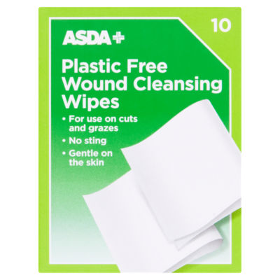 ASDA plastic free saline wound cleansing wipes 10 wipes - British product