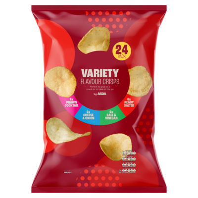 ASDA variety flavour crisps 24 x 25g (600g) - British product