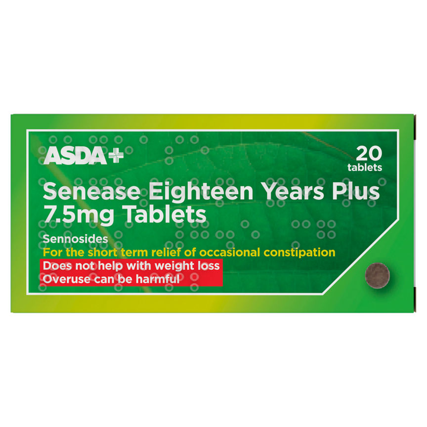 ASDA Senease Eighteen Years Plus 7.5mg Tablets 20 Tablets GOODS ASDA   