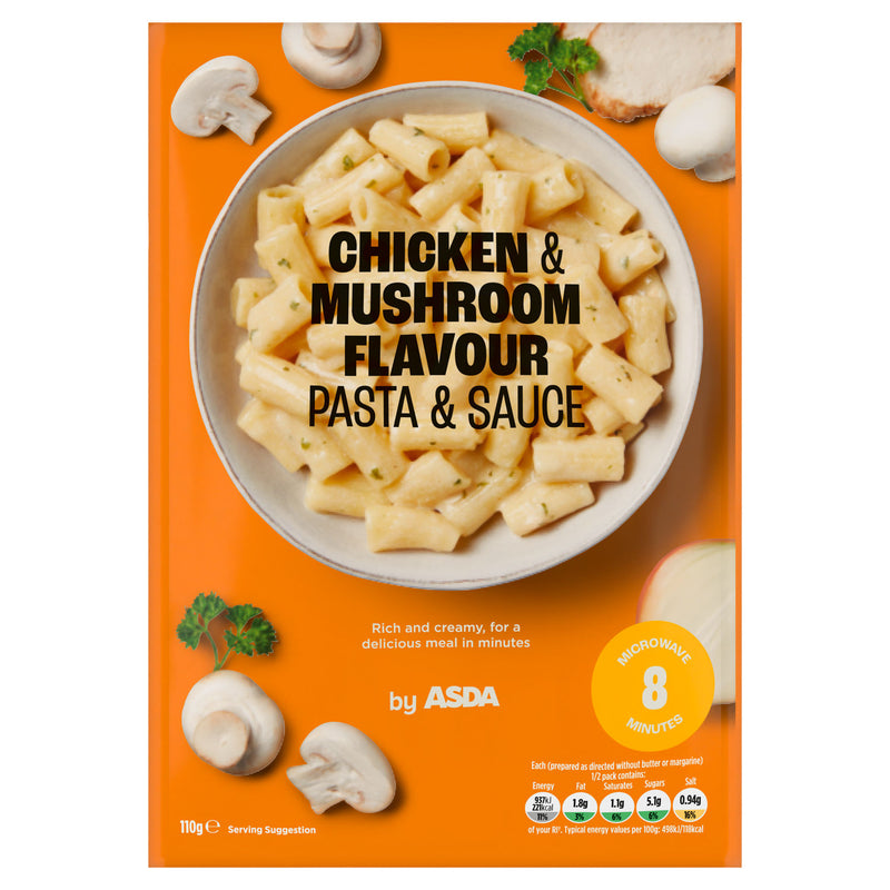ASDA chicken and mushroom flavour pasta and sauce 110g - British product