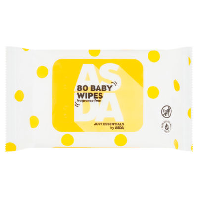 ASDA fragrance free baby wipes 80 wipes, UK version