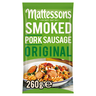 Mattessons smoked pork sausage original 260g, imported from the UK