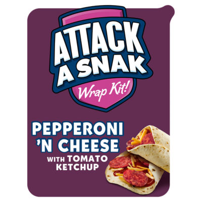 Attack A Snak Pepperoni N'Cheese Wrap Kit with Tomato Ketchup 83g
