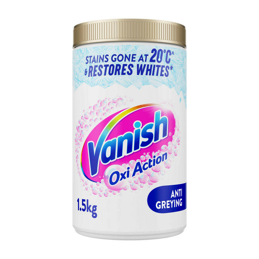 Vanish Gold Oxi Action Fabric Stain Remover Powder – Whites 1.5KG GOODS ASDA