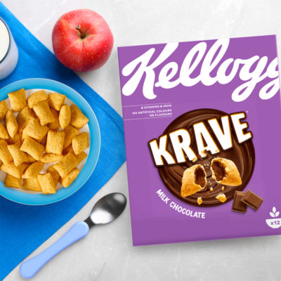 Kellogg's Krave Milk Chocolate breakfast cereal 410g (British brand)