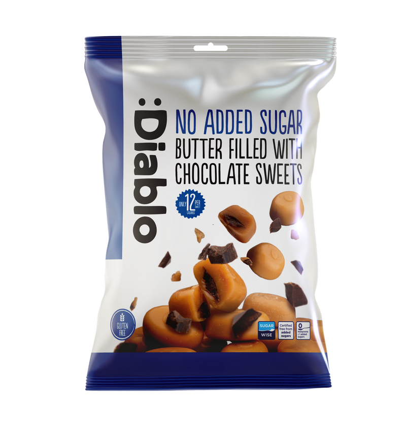 Diablo sugar-free butter sweets chocolate 75g pack of 8 (British brand)