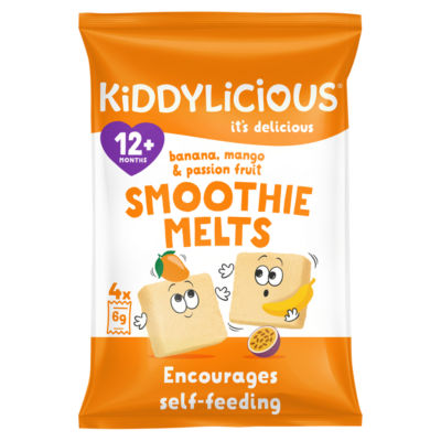 ASDA Kiddylicious Banana, Mango & Passion Fruit Smoothie Melts 12+ Months 24g- Buy online at McGrocer