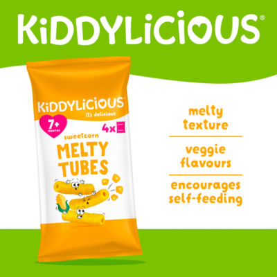 Kiddylicious sweetcorn melty tubes 40g, UK version