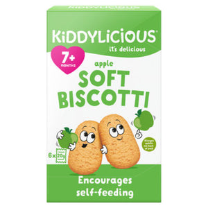 Kiddylicious Apple Soft Biscotti for 7+ Months Baby Snack 6 x 20g