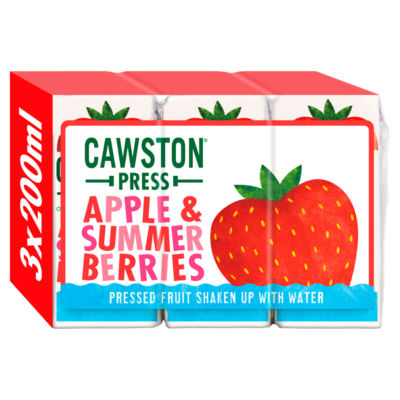 Cawston Press apple and summer berries juice drink 3x200ml - British product
