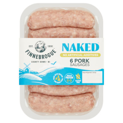 ASDA Better Naked Pork Sausages 6 Pack Meat 400g- Buy online at McGrocer