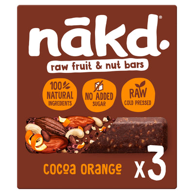 ASDA Nakd Cocoa Orange Fruit & Nut Snack Bars 3 x 35g- Buy online at McGrocer