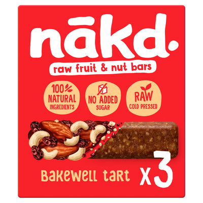 ASDA Nakd Bakewell Tart Fruit & Nut Bars 3 x 35g- Buy online at McGrocer