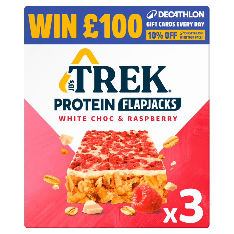 Trek protein flapjack white chocolate raspberry 3 x 40g (British brand)