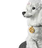 Lladró porcelain poodle with mochis figurine H33cm (British brand)