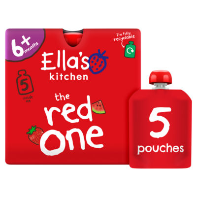 Ella's Kitchen The Red One Squished Smoothie Fruits Baby Food Pouches 5 x 90g