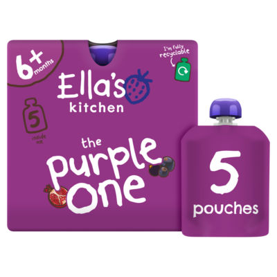 Ella's Kitchen The Purple One Squished Smoothie Fruits Baby Fruit Smoothie 5 x 90g (450g)