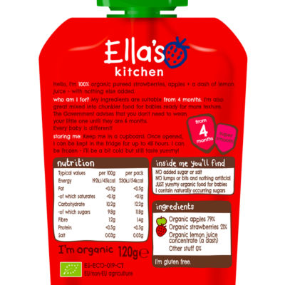 Ella's Kitchen strawberries and apples baby food pouch 120g - British product