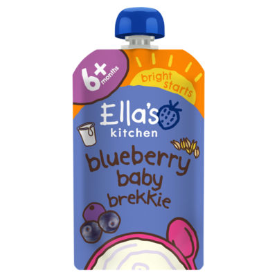 ASDA Ella's Kitchen blåbær babymatgrøt med pære 6+ måneder babymat frokostmåltid 100g - Kjøp online hos McGrocer