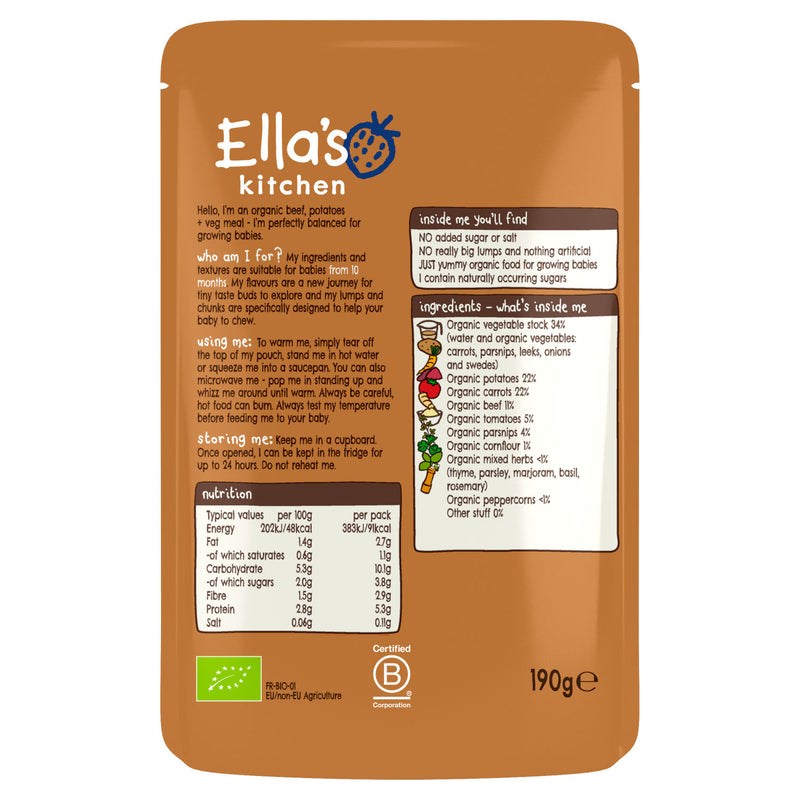 Ella's Kitchen beef stew with spuds baby food pouch 190g - British product