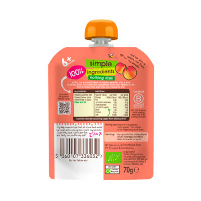 Ella's Kitchen peaches baby food puree 4+ months 70g - British product