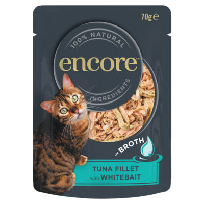 Encore Tuna Fillet with Whitebait cat food pouch 70g (British brand)