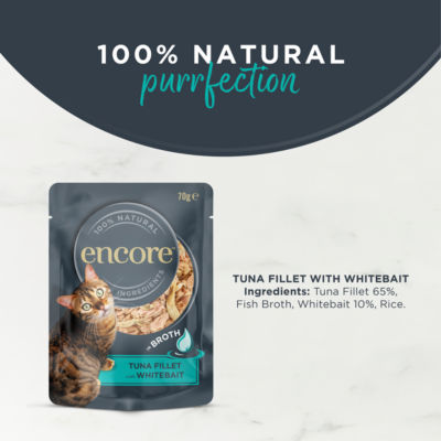 Encore Tuna Fillet with Whitebait cat food pouch 70g (British brand)