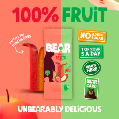 BEAR fruit splits strawberry and apple 5x20g - British product