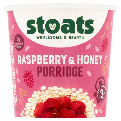 Stoats raspberry and honey porridge pot 60g (British brand)