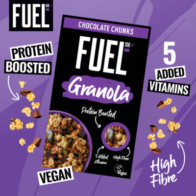 FUEL10K chocolate chunks protein granola 400g, imported from the UK