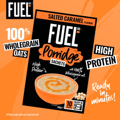 FUEL10K Salted Caramel Protein Porridge Sachets 10x36g - British product