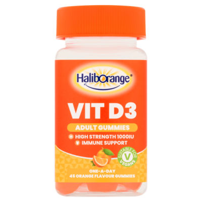 Haliborange Vitamin D3 orange gummies 45 Count, UK version