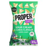 Properchips sour cream and chive lentil chips 85g, imported from the UK