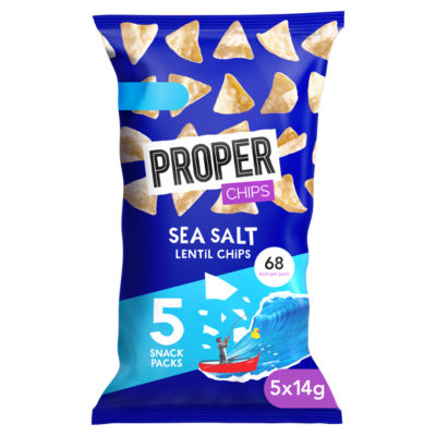 Proper Sea Salt Lentil Chips 70g, imported from the UK