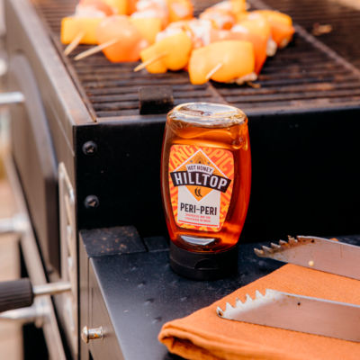 Hilltop Hot Honey Peri-Peri 350g, imported from the UK