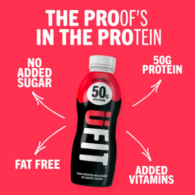 UFIT strawberry high-protein milkshake 500ml (British brand)
