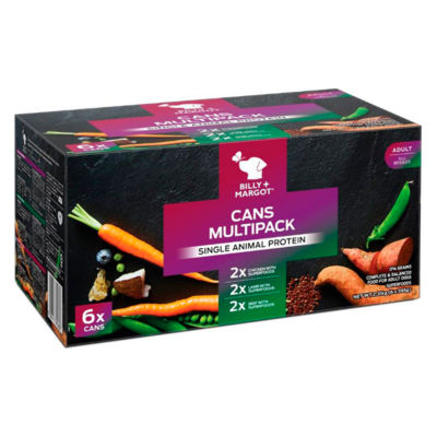 Billy + Margot adult dog food multipack, imported from the UK