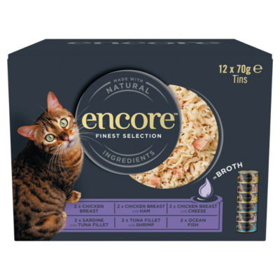 ASDA Encore Finest Selection Wet Cat Food Multipack Chicken Varieties in Broth 12 x 70g- Buy online at McGrocer