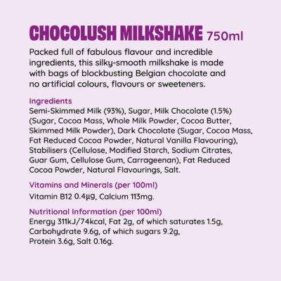 Shaken Udder Chocolush milkshake 750ml (British brand)